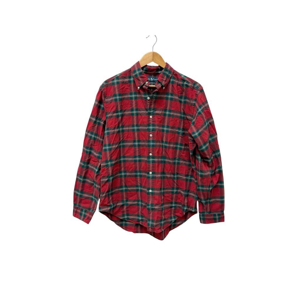 Vintage Ralph Lauren Plaid Button Down Flannel Red Green Men’s Size Large